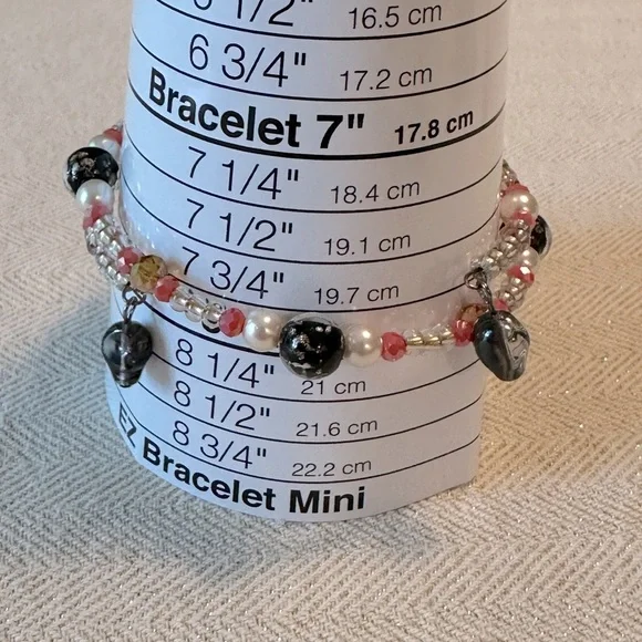 Handmade Skull & Roses Whimsical Necklace, Bracelet & Earrings Set Coral Peach - Picture 15 of 17